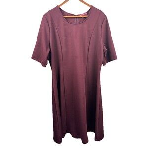Jessica London Women's Size 20 Burgundy Short Sleeve Round Neck Textured Dress